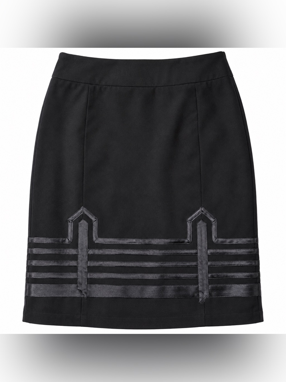 Worthington Black Pencil Skirt with Satin Stripe Motif